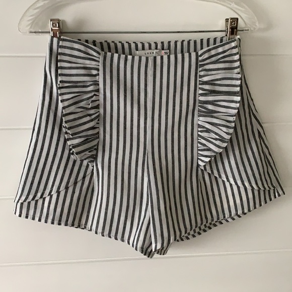 Lush Luca + Grace Striped Ruffle Shorts Small - Picture 1 of 4